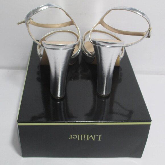 I. Miller Womens 9.5 Sylas Silver Pump Sandals Formal Party Wedding NEW - Picture 5 of 11